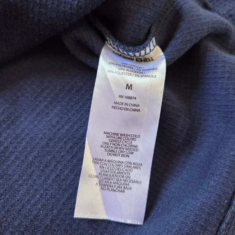 Lands End Sweater Women's Medium Blue Cowl Neck Fisherman Nautical Classic
